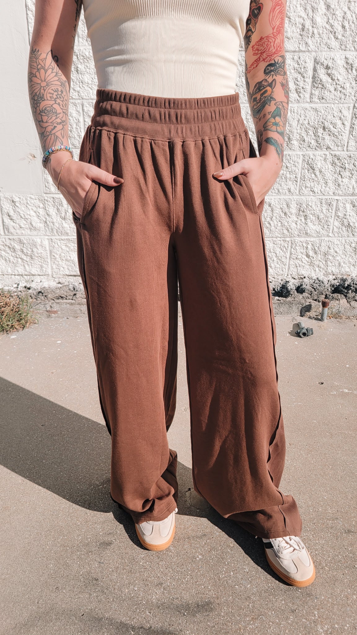 Elastic Waist Brown Lounge Pants