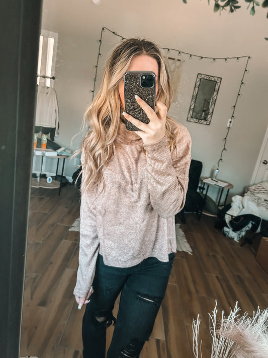 Taupe Turtle Neck Top