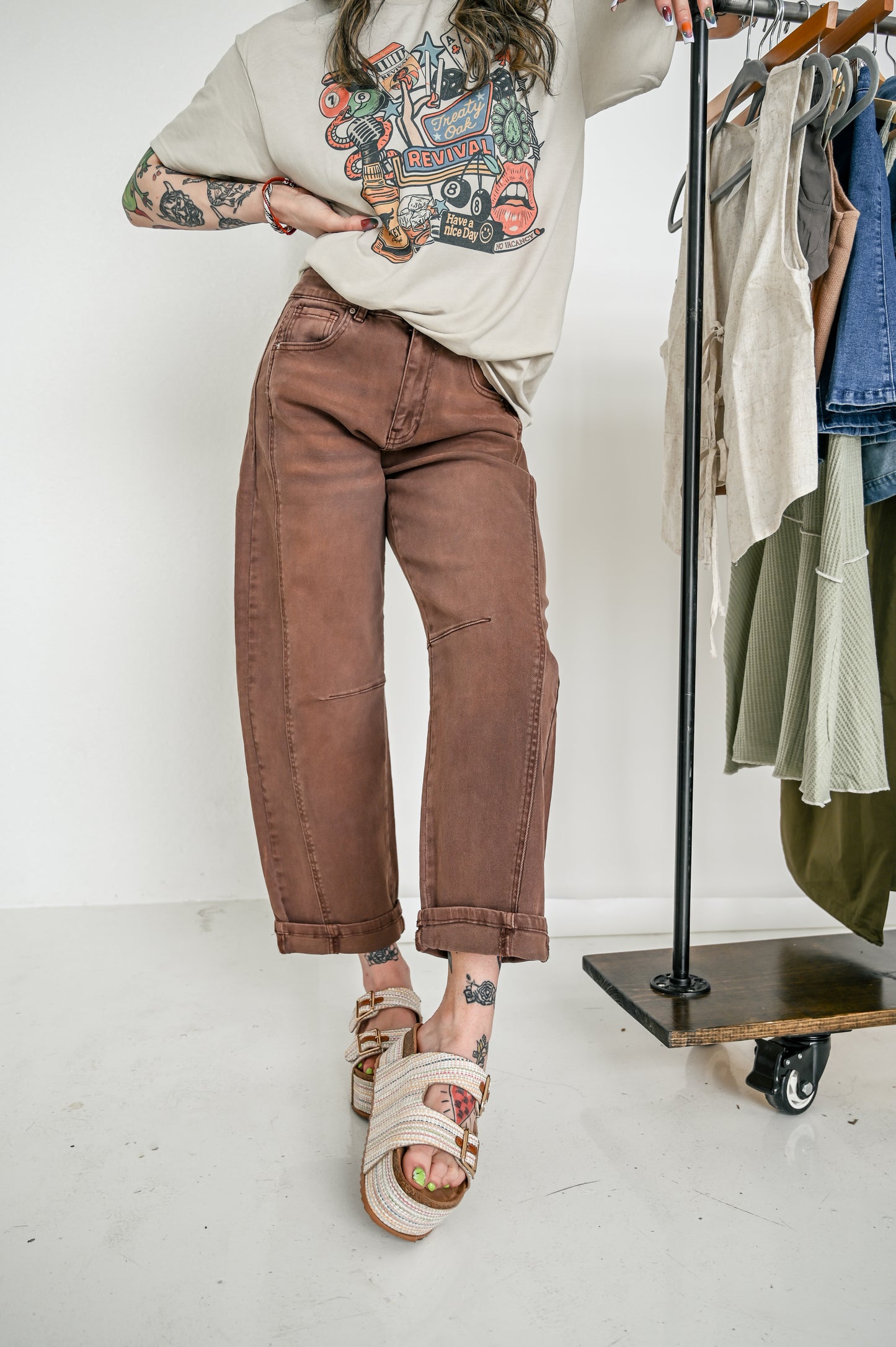 Brown Barrel Jeans