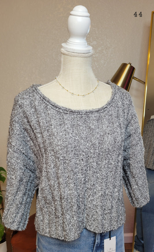 Charcoal Vneck Knit Top