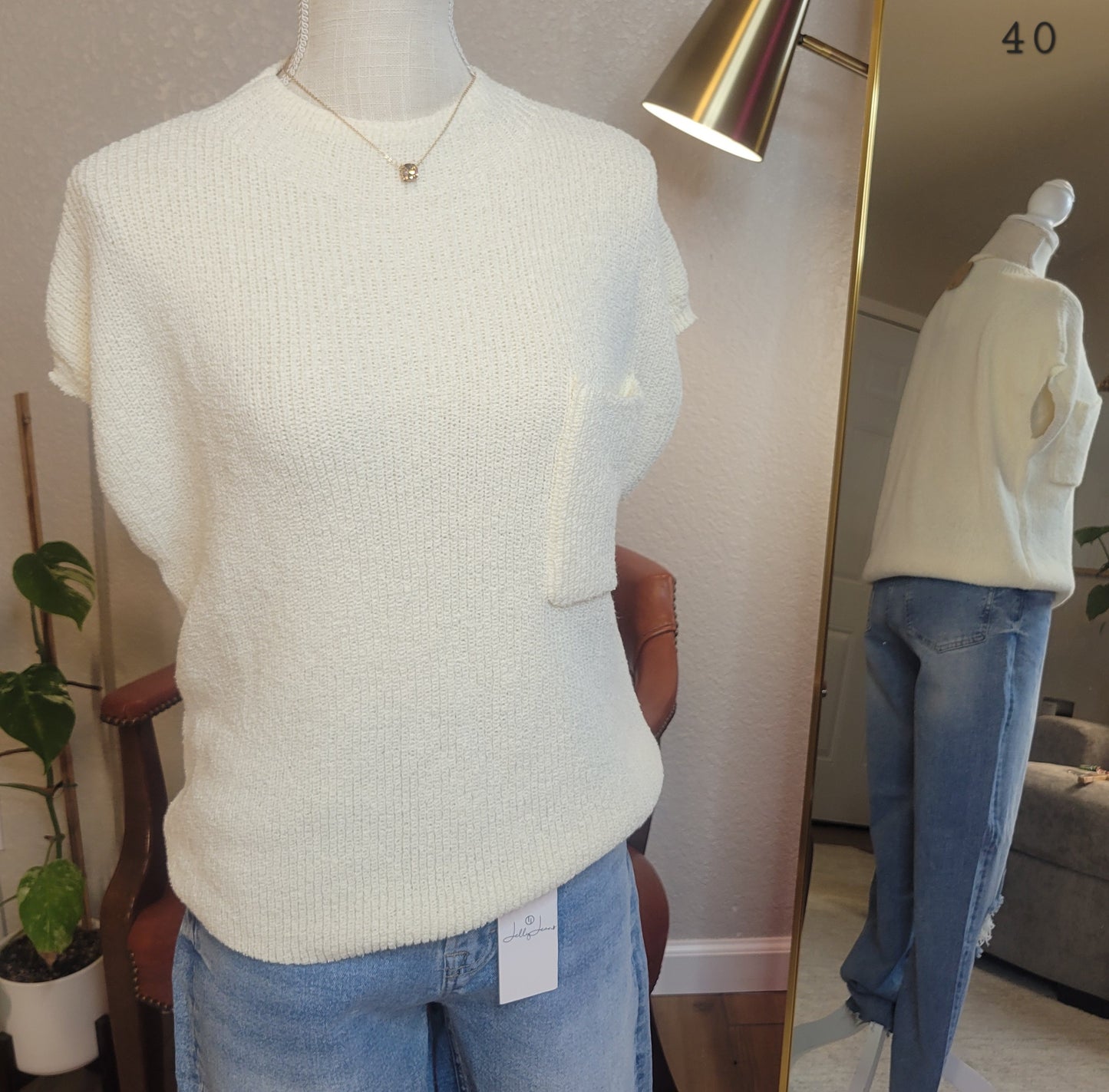 Ivory Pocket Sweater