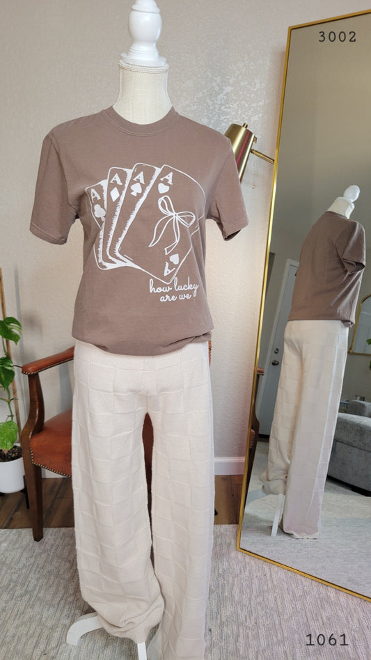 Checker sweater pants (cream)