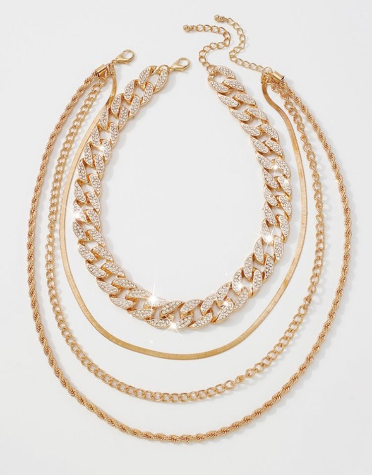 4pc Gold Layering Necklace